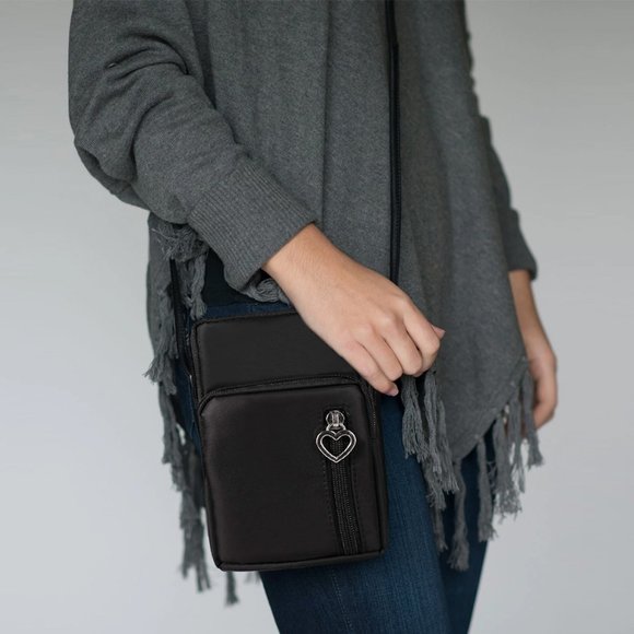 Mini Cross-Body Women's Shoulder Strap Cell Phone Wallet Pouch Bag Purse (Black) - Picture 2 of 3